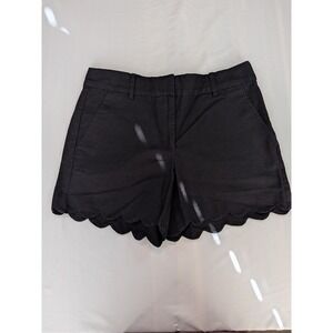LOFT Black Linen Cotton Scalloped Hem Shorts Womens Size 2 Solid Summer Preppy